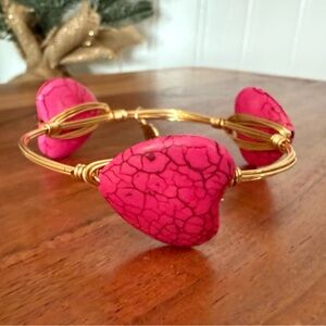 Dark Pink Heart Stone Bracelet by Bourbon & Bowties